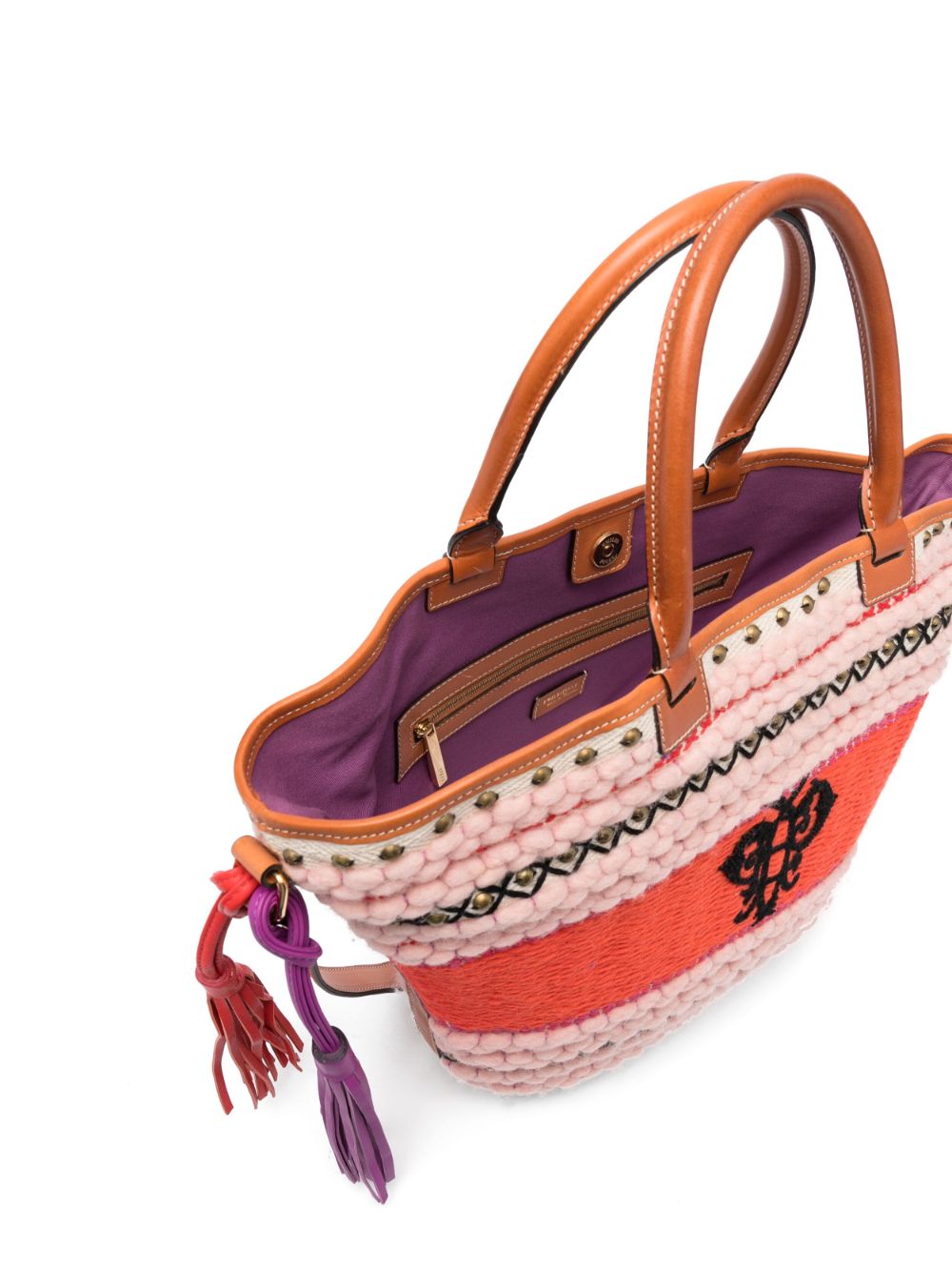 PUCCI EMBROIDERED LOGO STRIPED TOTE BAG 