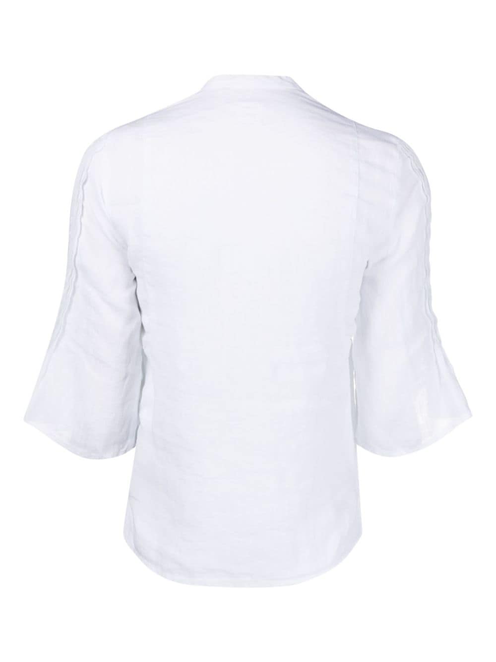 120% Lino Gesmockte blouse - Wit