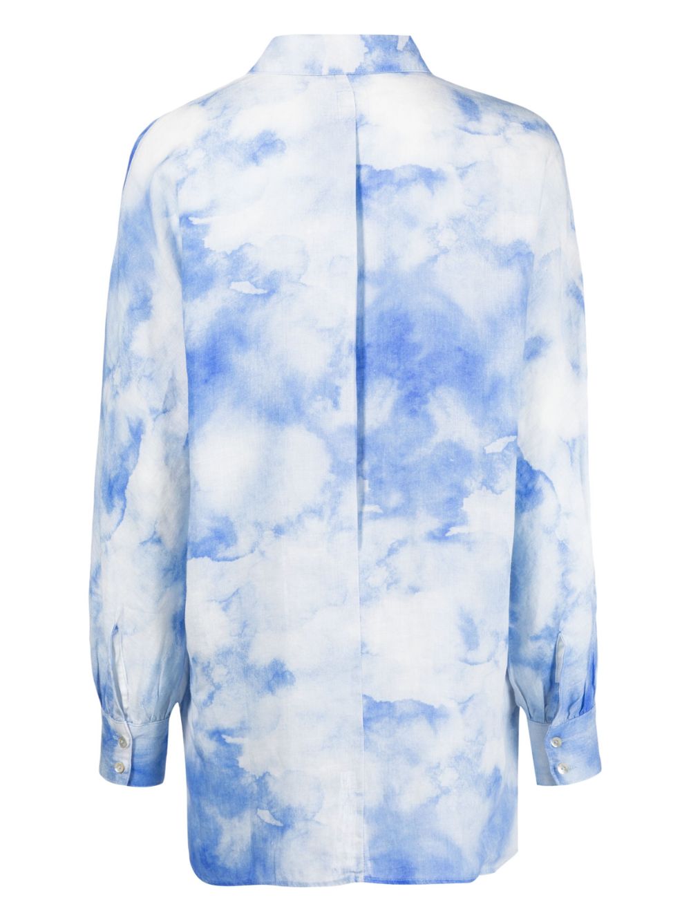 120% Lino Blouse met tie-dye print - Blauw