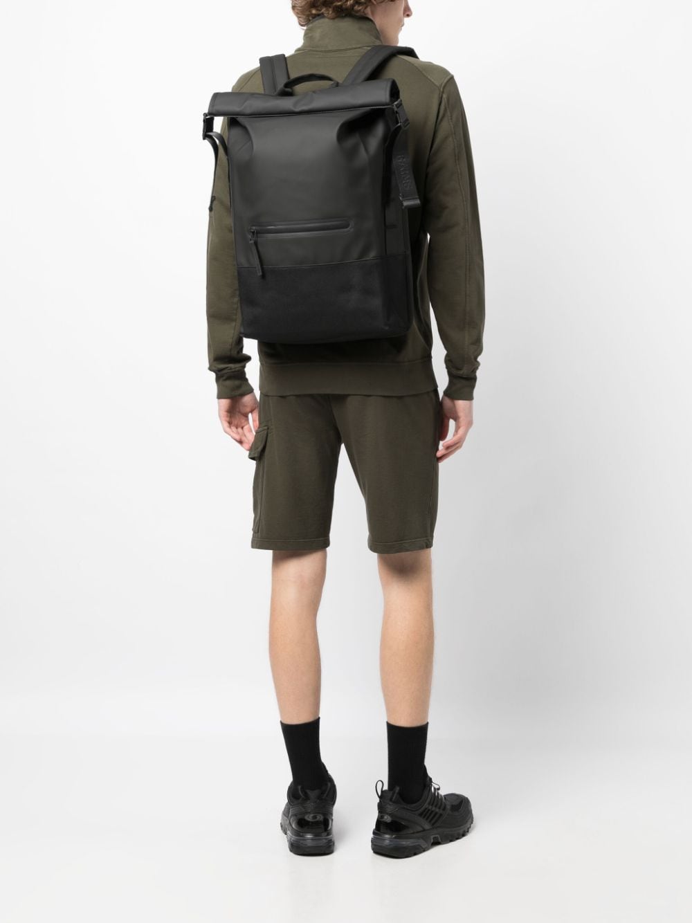 Shop Rains W3 Trail Foldover Backpack In Black
