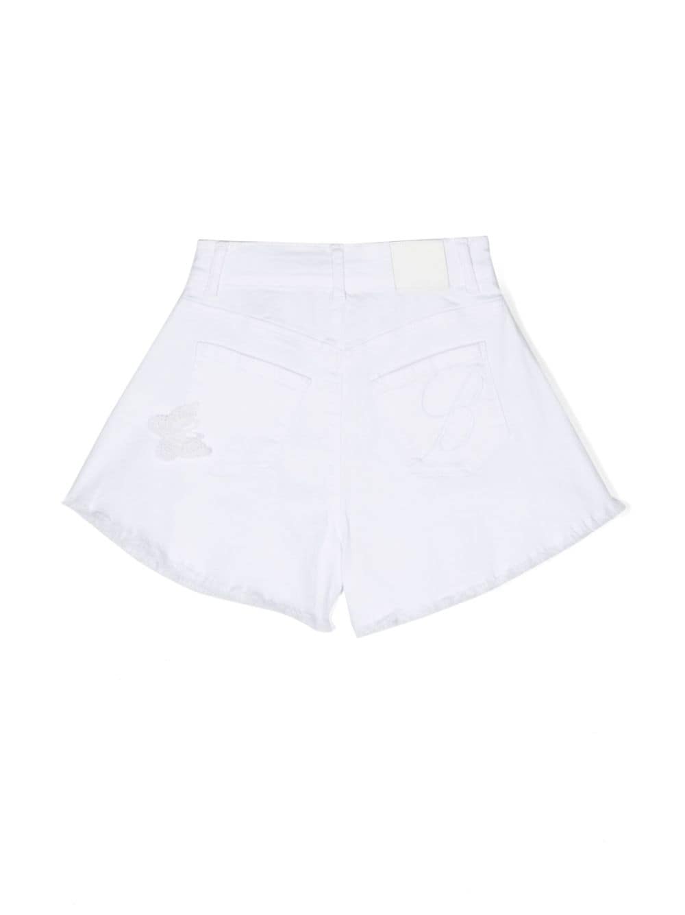 Shop Miss Blumarine Wide-leg Ripped Shorts In White