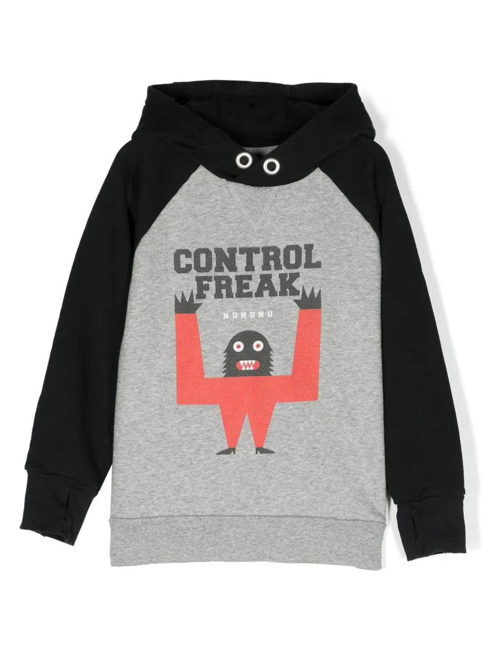 Nununu Kids' Graphic-print Cotton Hoodie In Grey