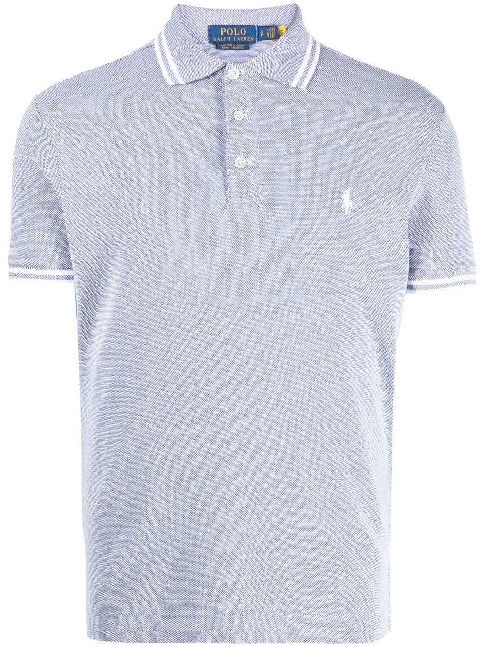 Polo Ralph Lauren Striped-edge Cotton Polo Shirt In Blue