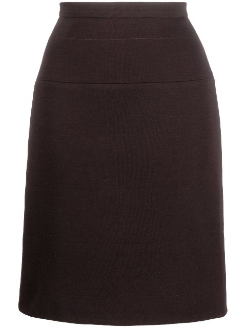 HOT SALE CHANEL 1990s high-waist wool skirt Women