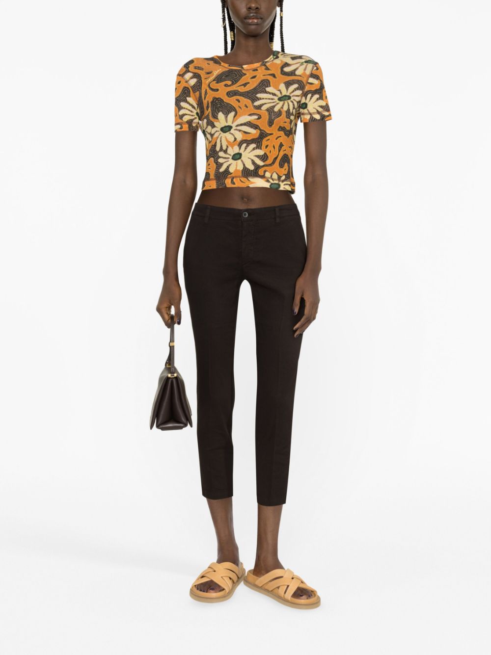 120% Lino Audrey slim-fit cropped trousers - Zwart