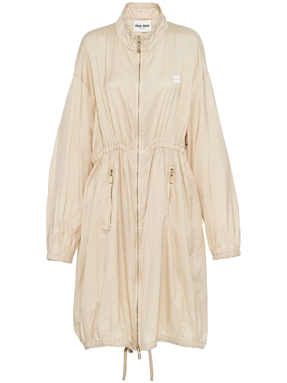 Miu Miu Technical Silk Coat In Neutrals