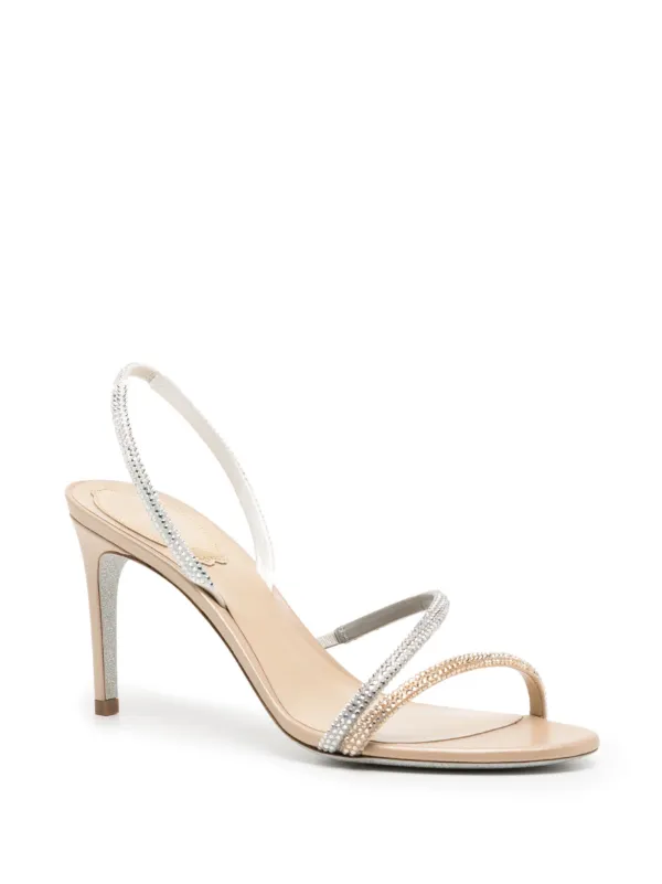 【関税&送料込】Rene Caovilla Sandals Silver René Caovilla 80mm crystal-embellished Satin Sandals