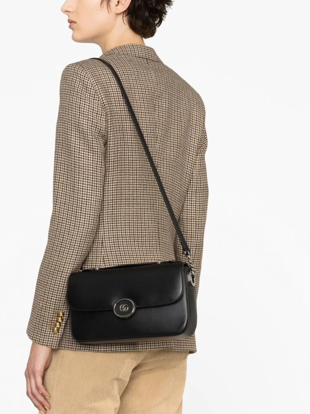 Gucci Small Petite Gg Shoulder Bag In Black