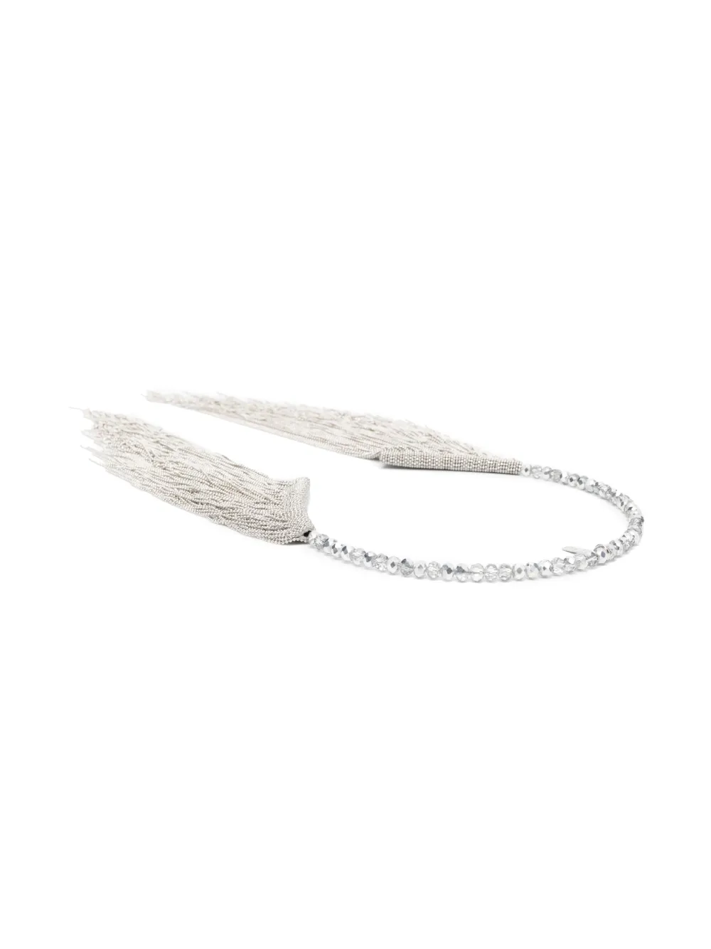 Peserico crystal-embellished fringed headband - Zilver