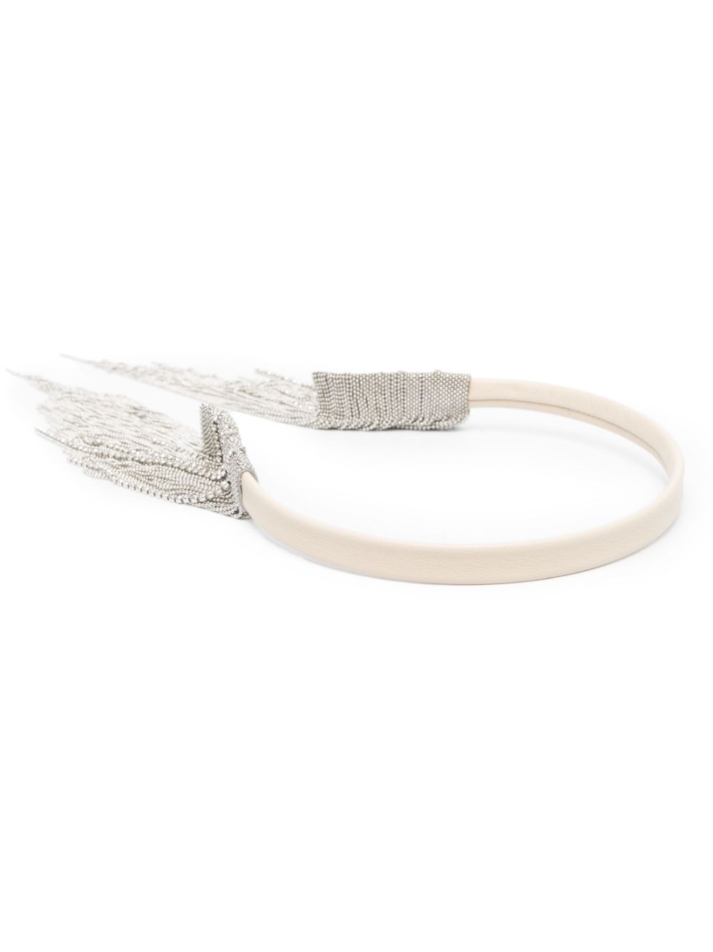 Peserico fringed crystal- embellished headband - Beige