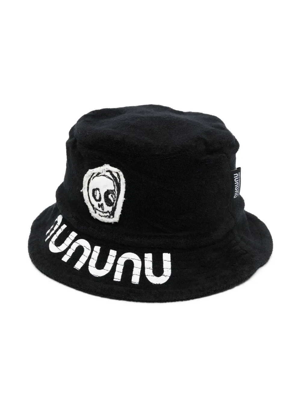 Nununu Kids' Logo-print Towelling-finish Bucket Hat In Black