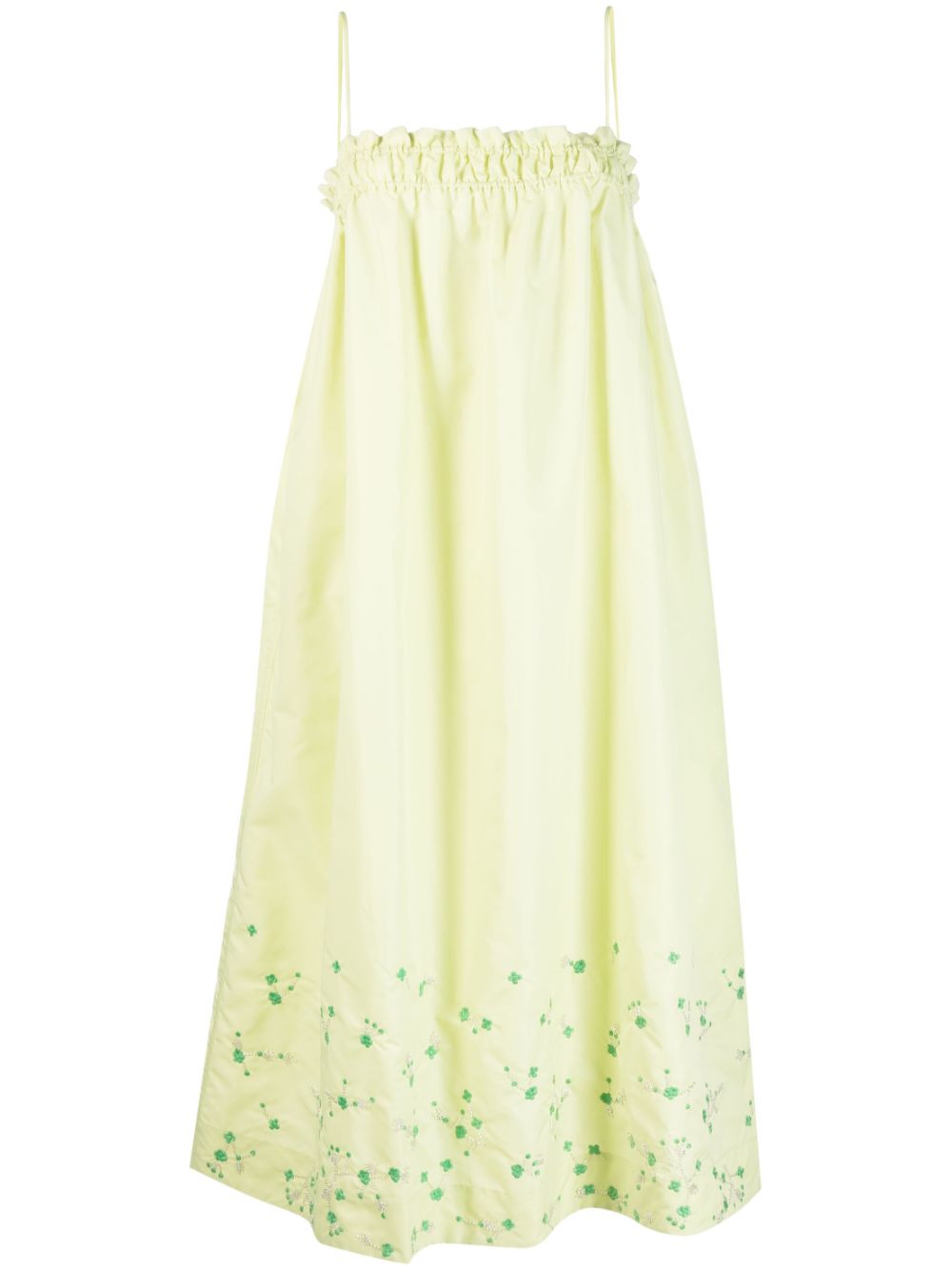 Shop Ganni Bead-embellished Midi Dress In Green