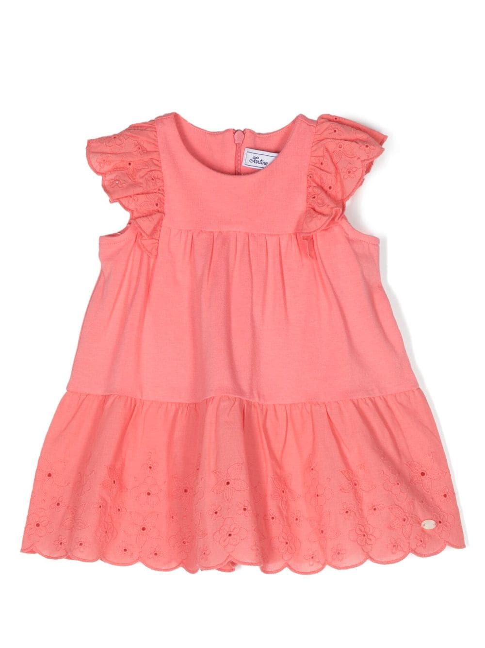 Tartine Et Chocolat Babies' Floral-embroidery Short Sleeve Dress In Pink