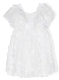 Tartine Et Chocolat floral-embroidered tulle dress - White