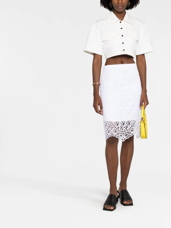 スカート Burberry Elegant Lace Midi Skirt Burberry Lace high-waisted Midi Skirt | White | FARFETCH PL
