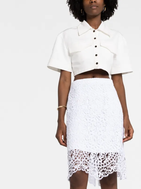 Burberry lace high waisted midi skirt women Cotton Polyester Polyester 10 White