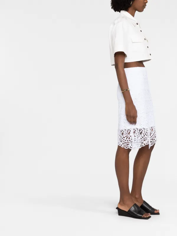 Burberry Lace high-waisted Midi Skirt | White | FARFETCH PL