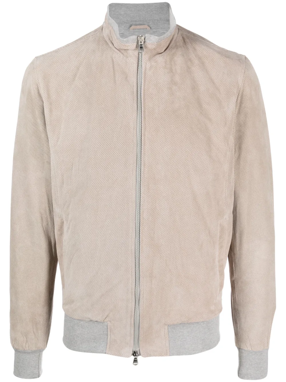 Barba suede zip-up bomber jacket