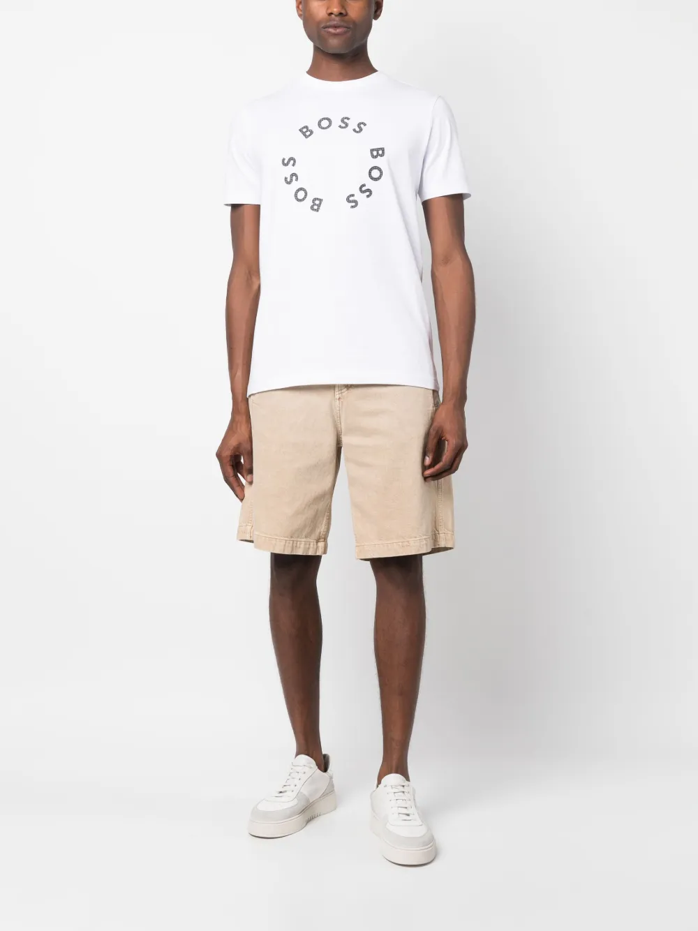BOSS T-shirt met logoprint - Wit
