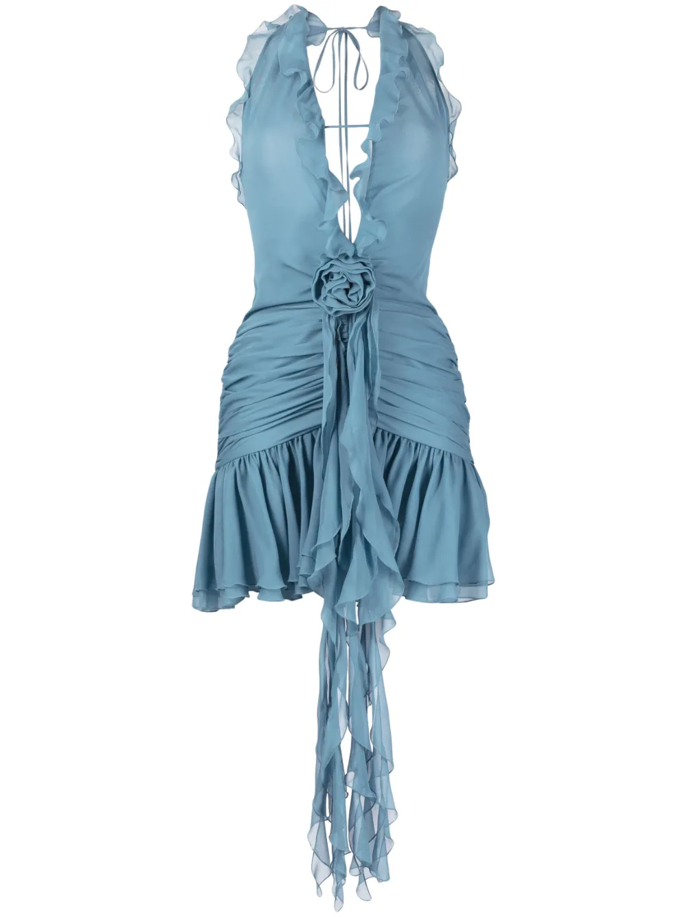 Blumarine ruffled halterneck minidress | Blue | Image 1