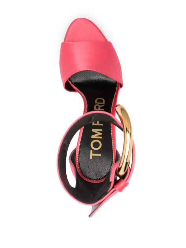 TOM FORD【関税送料込&VIP価格】サテンサンダル 105mm TOM FORD Padlock Pointy Naked Sandal 105 in Silver | FWRD