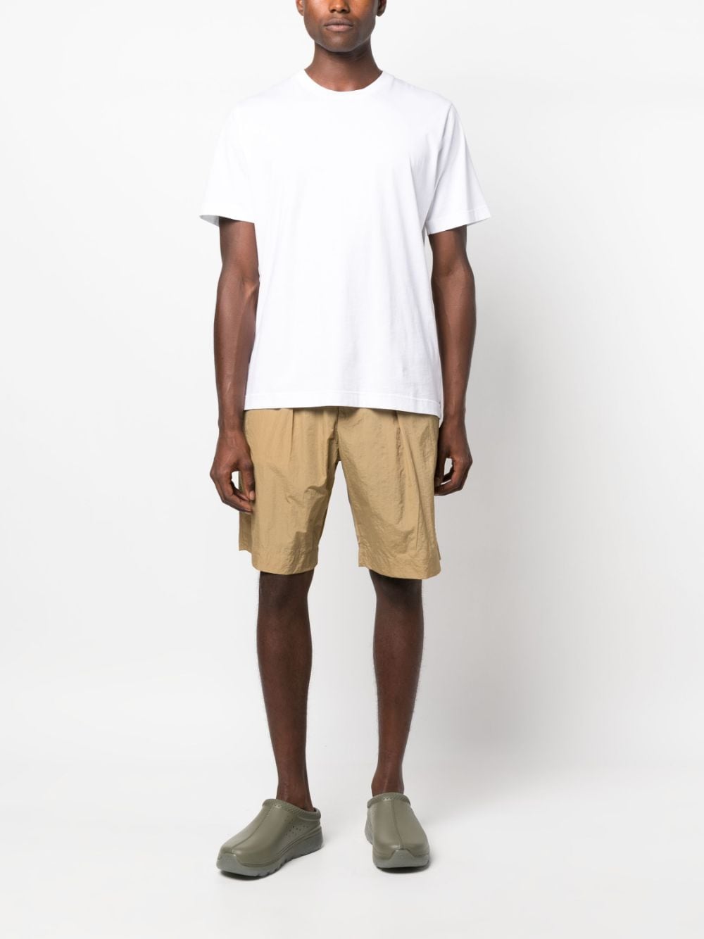 Universal Works Pleated Track cotton shorts - Beige