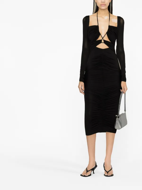Versace Jeans Couture cut-out lace-up Midi Dress | Black