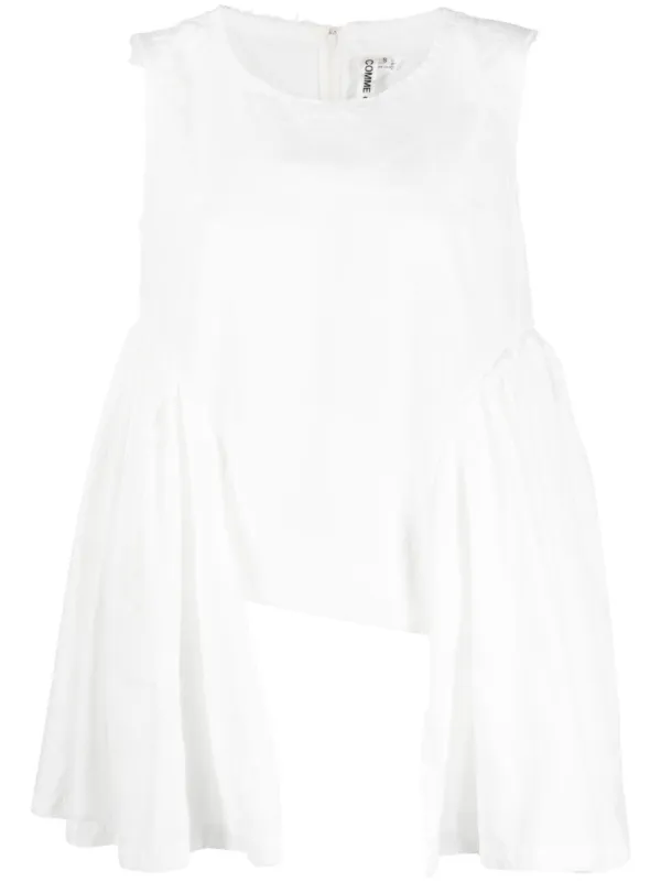 Comme des Garçons Drape-detail Frayed Tank Top in White