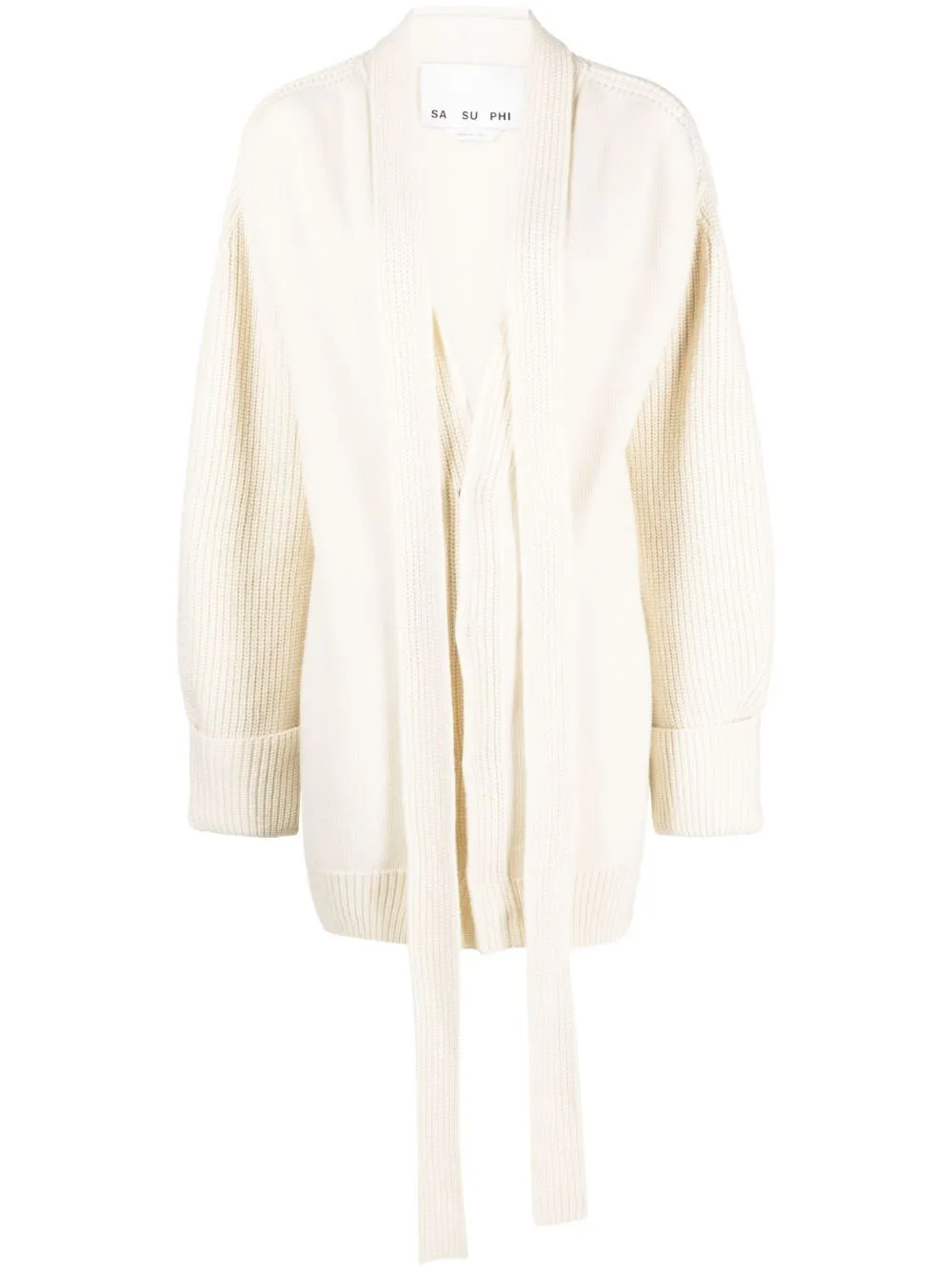 Shop Sa Su Phi Scarf-detail Cashmere Cardigan In Neutrals