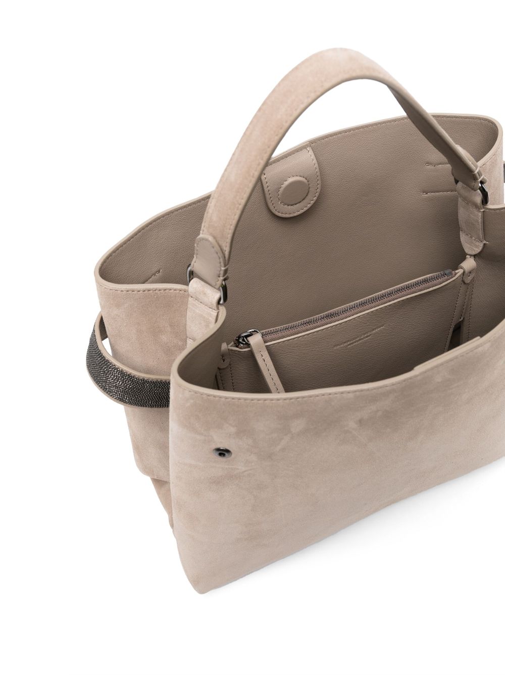 Shop Brunello Cucinelli Monili-detail Suede Tote Bag In Brown