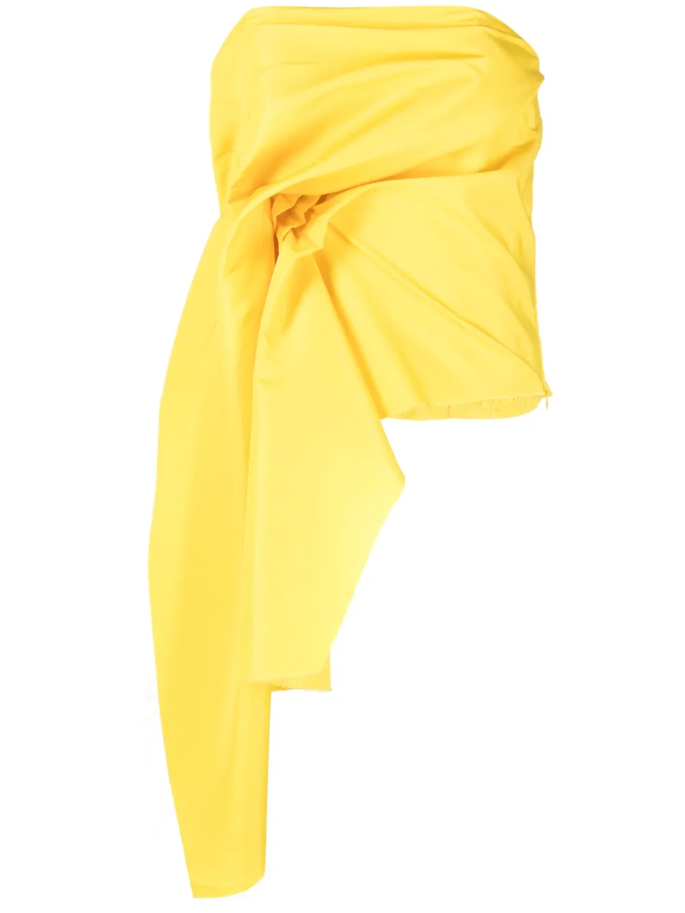 Shop Marques' Almeida Strapless Draped Shirred Recycled Top In Yellow