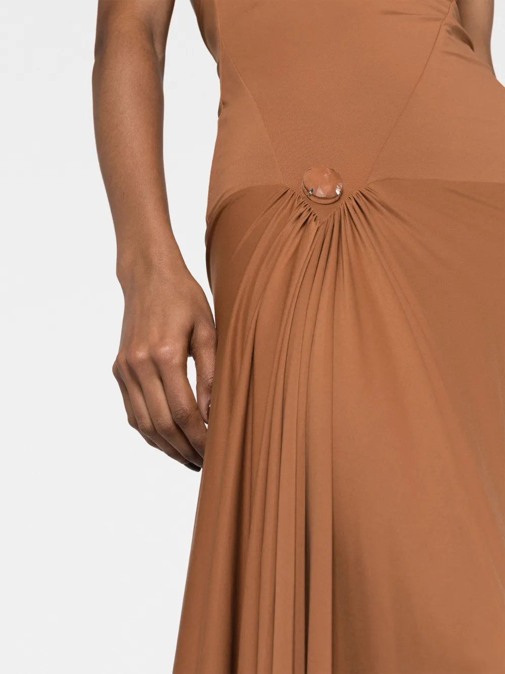V:pm Atelier Tori Halterneck Gown In Brown