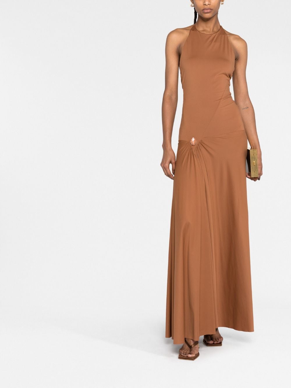 Shop V:pm Atelier Tori Halterneck Gown In Brown