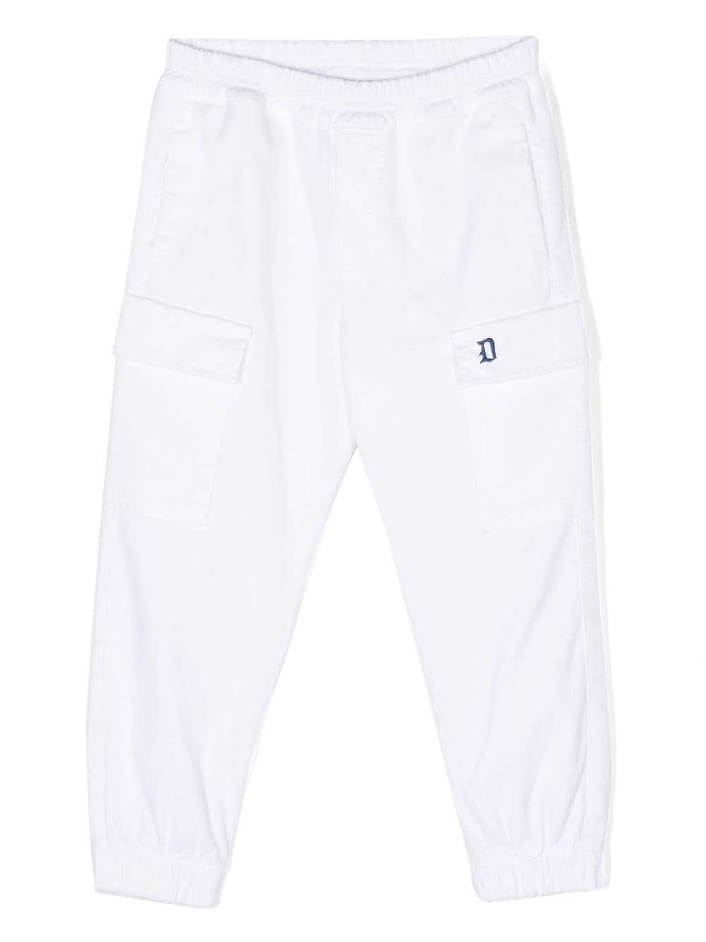 dondup kids pantalon de jogging à taille élastiquée - blanc