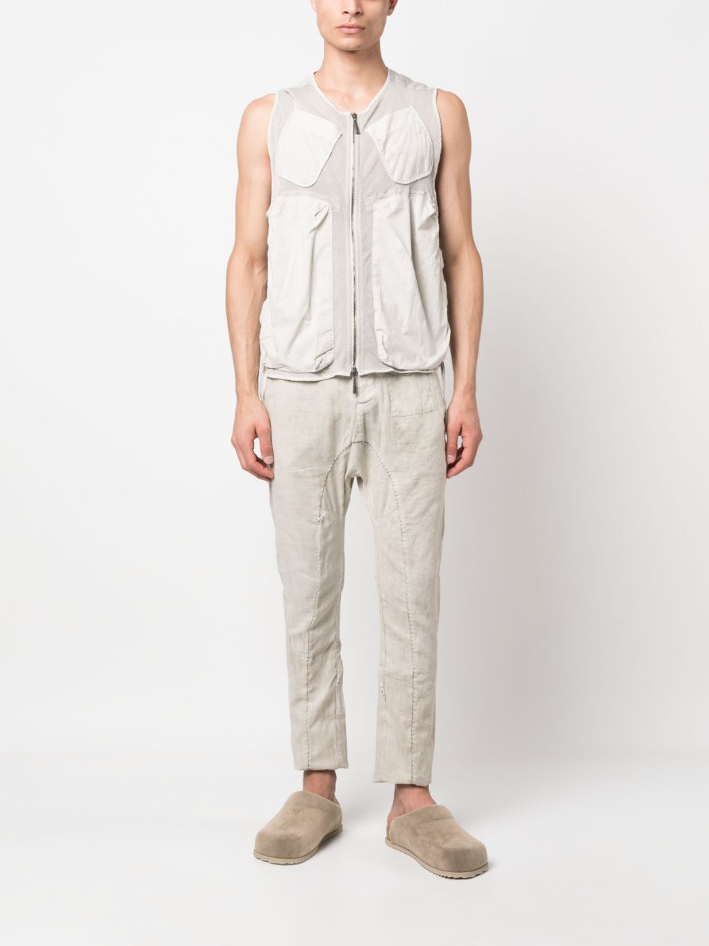 Shop Masnada Fully-perforated Cotton Waistcoat In Neutrals