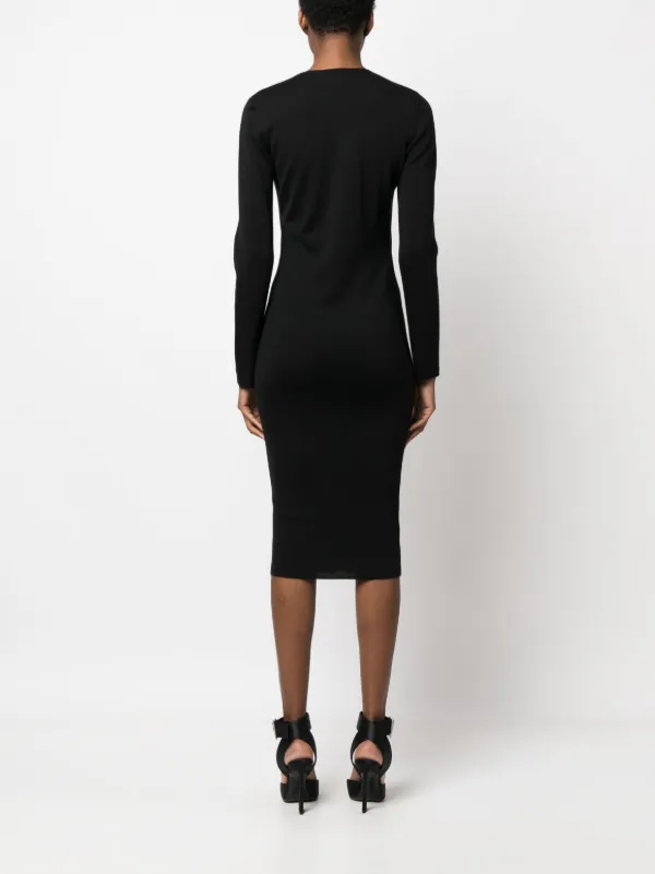 FINE CASHMERE SILK TWISTED MIDI DRESS | TOM FORD | Black