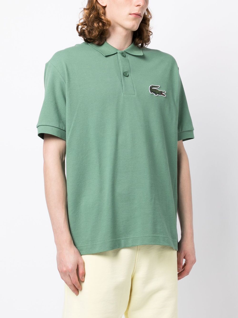 Shop Lacoste Logo-patch Cotton Polo Shirt In Green
