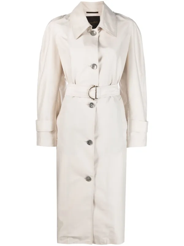 Moorer Belted Single-breasted-coat in Neutrals
