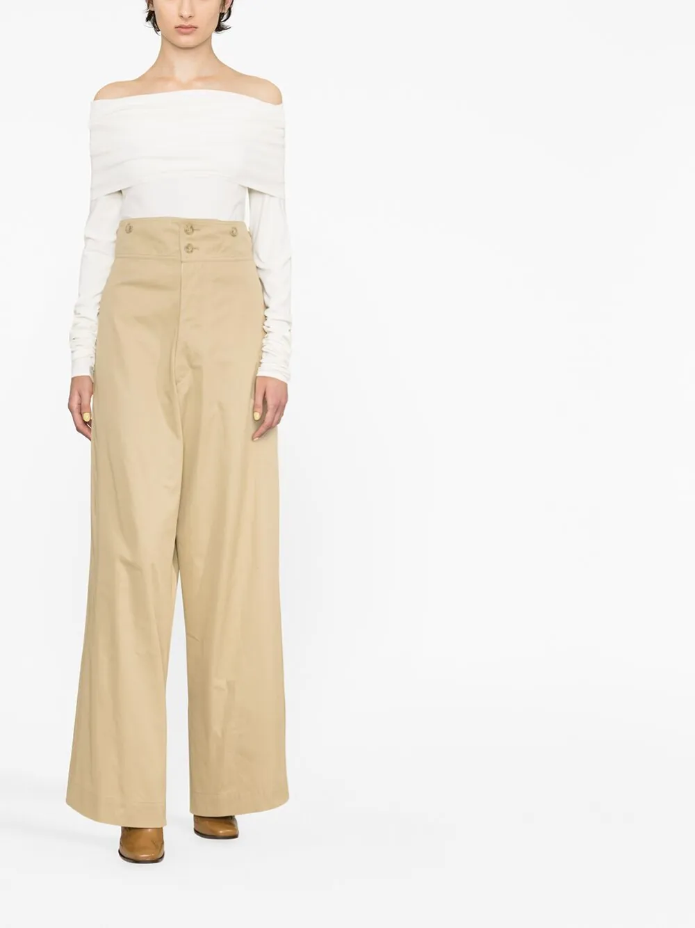 Quira High-waisted Wide-leg Trousers In Nude