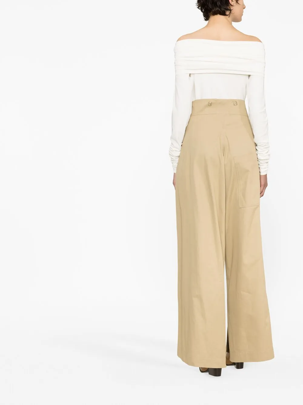 Quira High-waisted Wide-leg Trousers In Nude