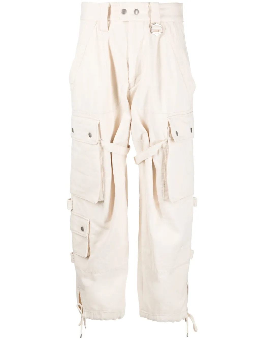 Isabel Marant Cargo Trousers Gold-tone Stud Embellishment In Neutrals
