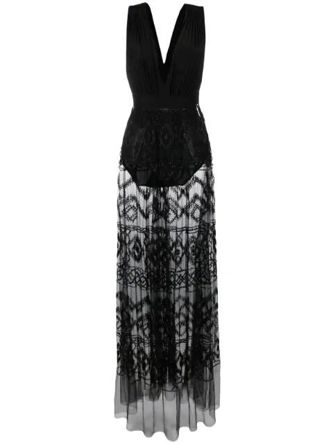 Elisabetta Franchi V-neck beaded maxi dress