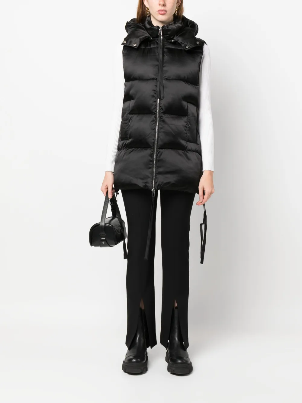 P.A.R.O.S.H. Bodywarmer met afneembare capuchon - Zwart