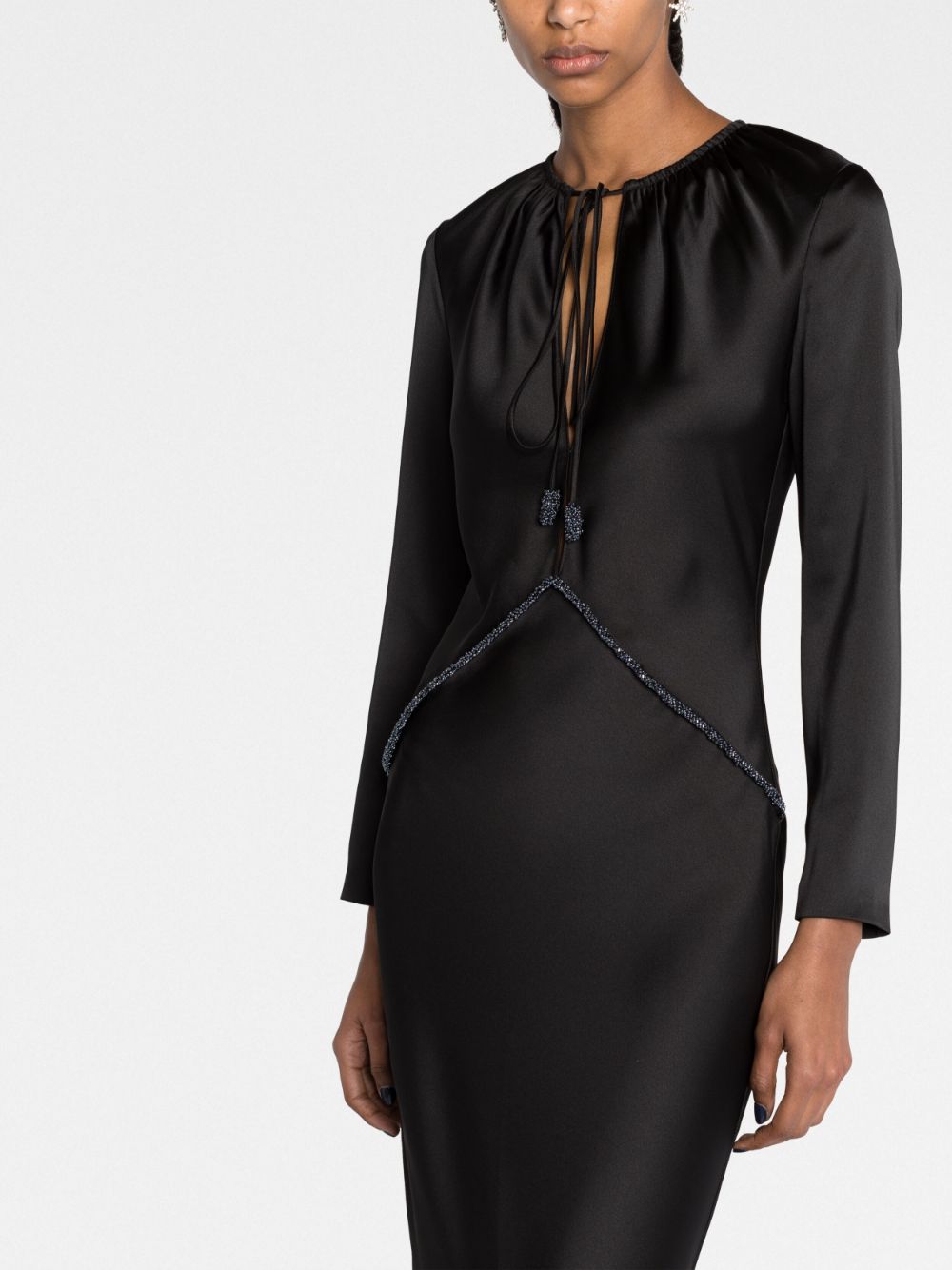 Shop V:pm Atelier Crystal-embellished Long-sleeve Dress In Black