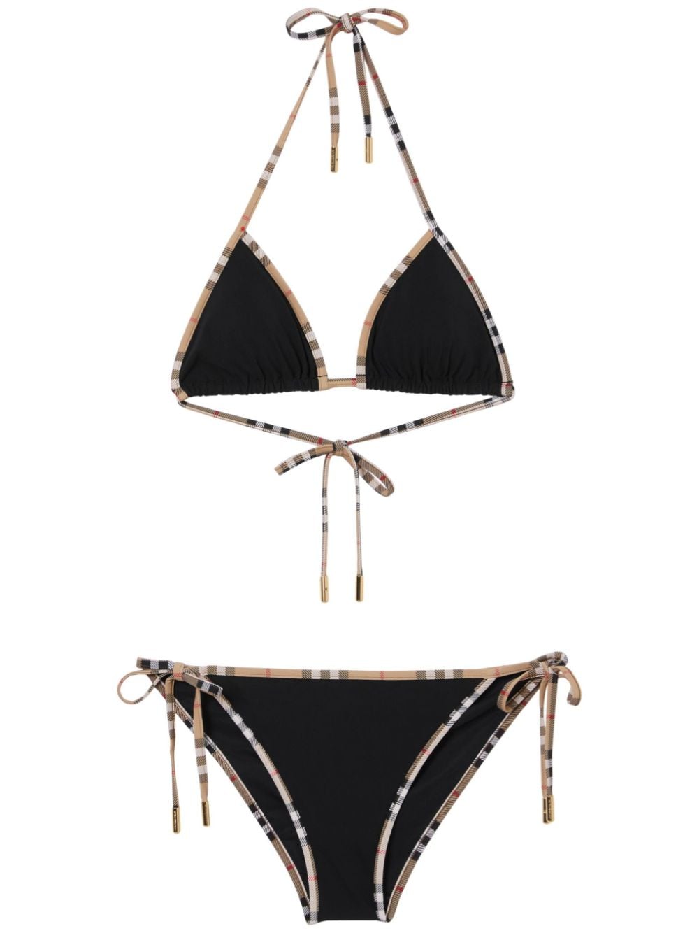 Burberry Vintage Check-trim Triangle Bikini In Black