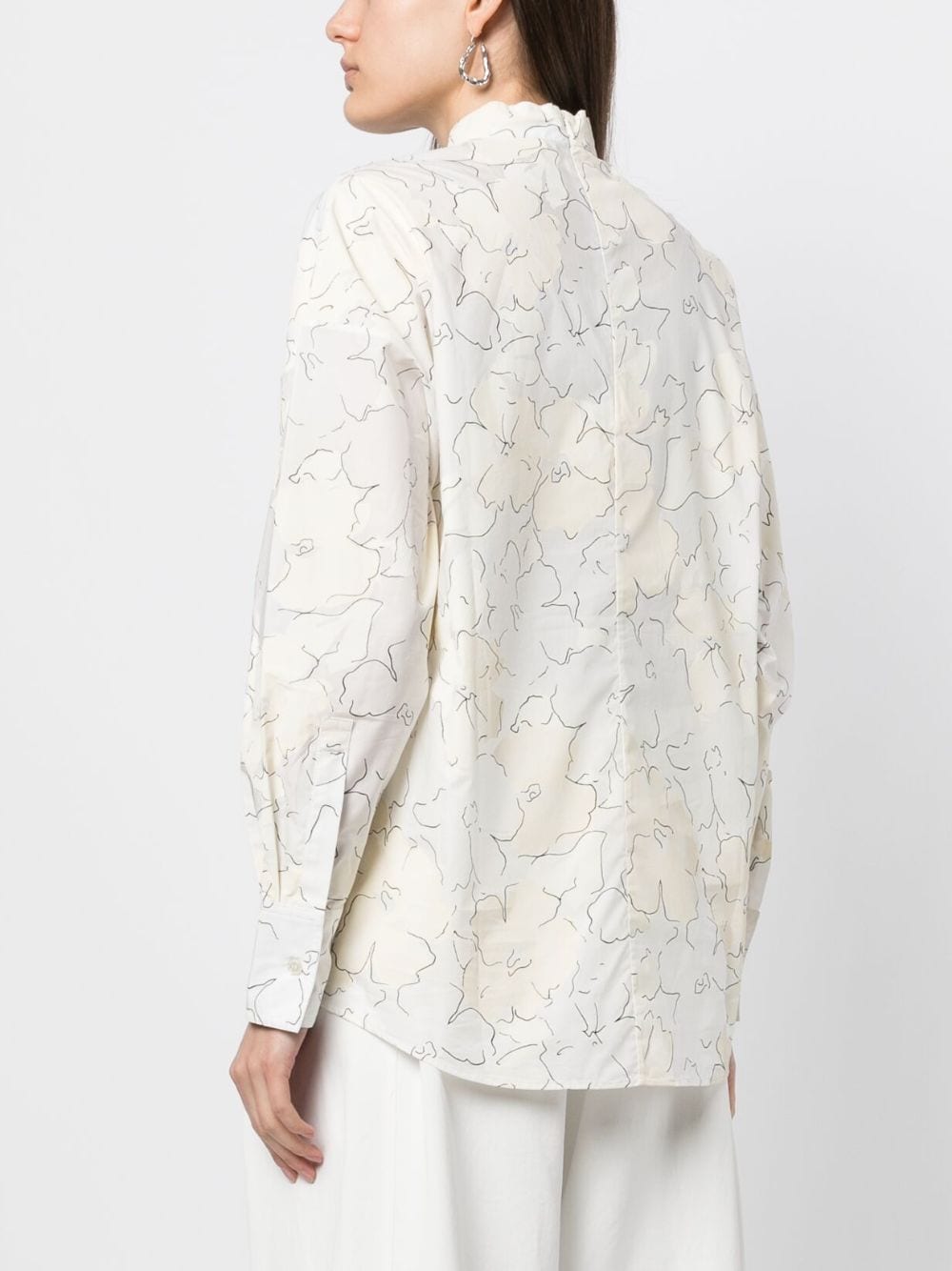 Shop Plan C Floral-print Cotton Shirt In White