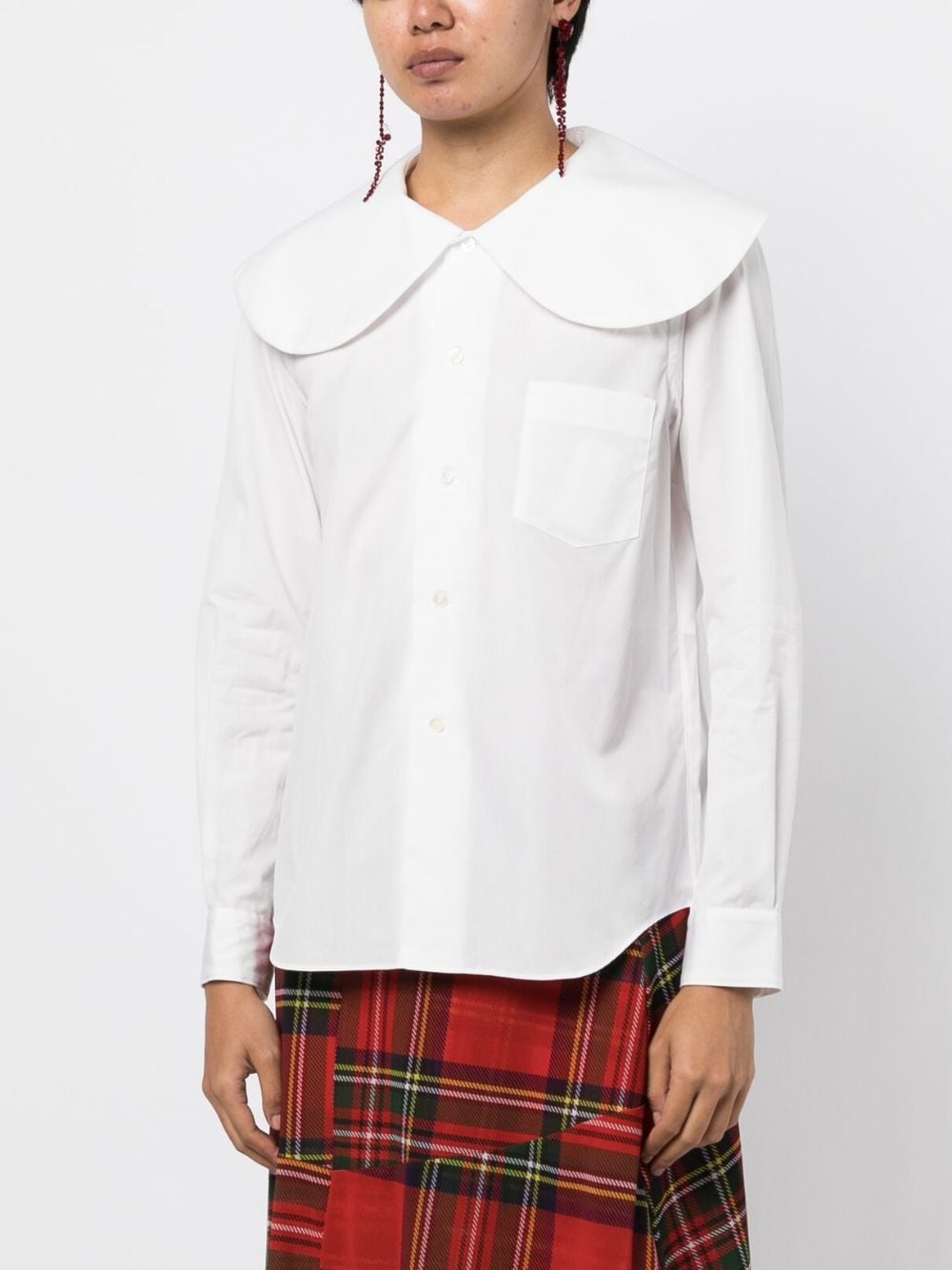 Shop Comme Des Garcons Girl Oversize-collar Cotton Blouse In White