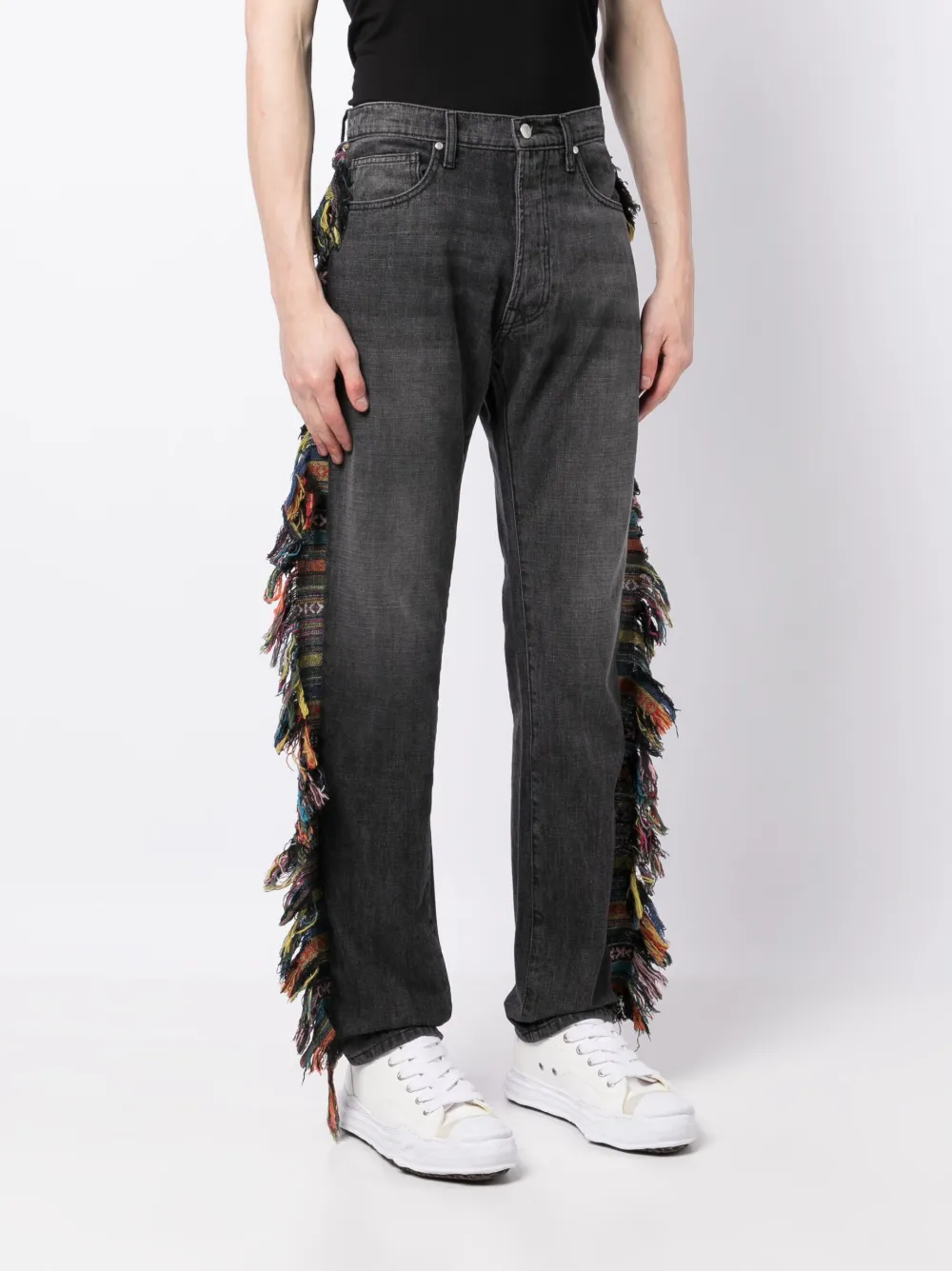 Alchemist Black Fringed Jeans In Black