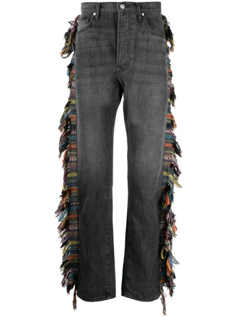 Alchemist logo-print fringed jeans