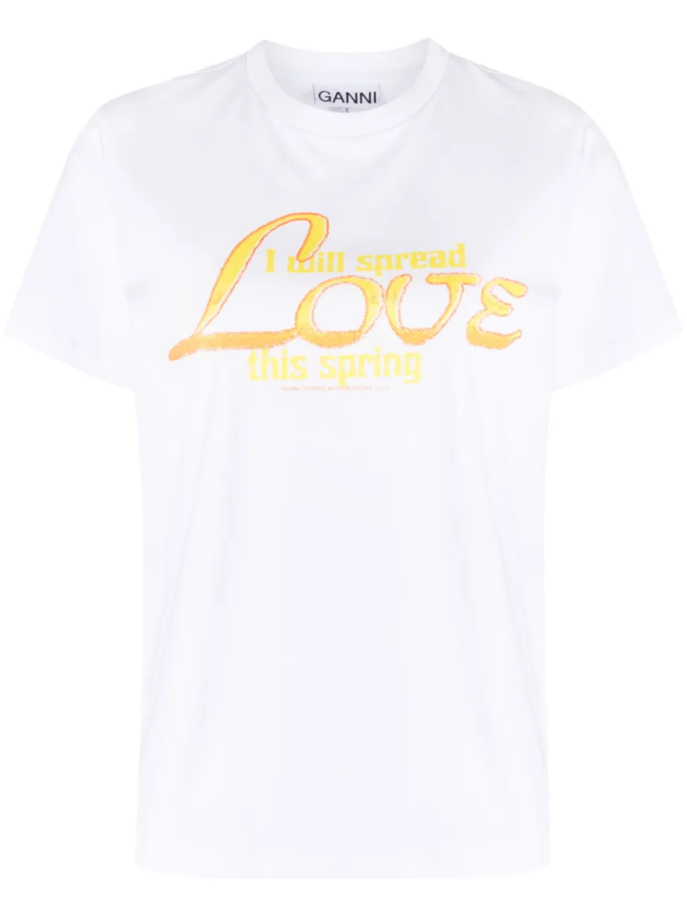 Ganni Love Short-sleeve T-shirt In White